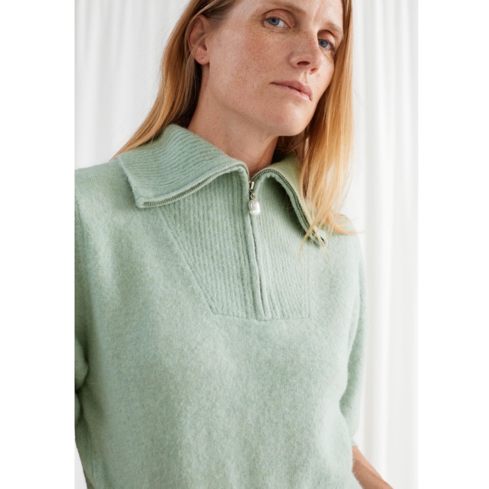 NWT & Other Stories Wool Fuzzy Zip Collar Knit Top Sweater - Picture 8 of 9